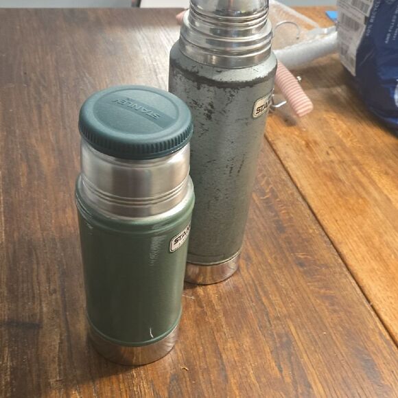 Stanley Classic Green and Silver Thermos Duo Vintage - Picture 2 of 7